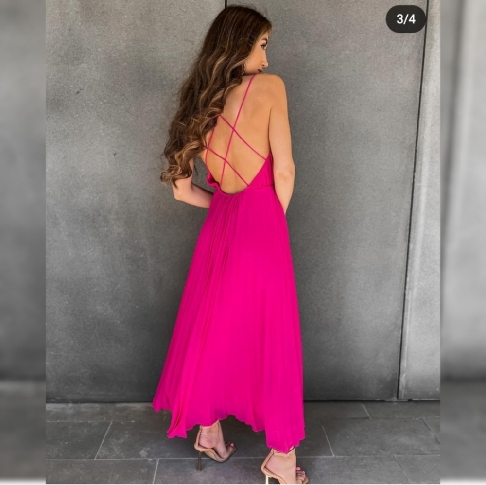 Zara Pleated Pink Dress Size S NWT - Picture 5 of 16